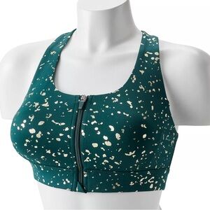 Tek Gear Women's Green Sports Bra with Gold Accents